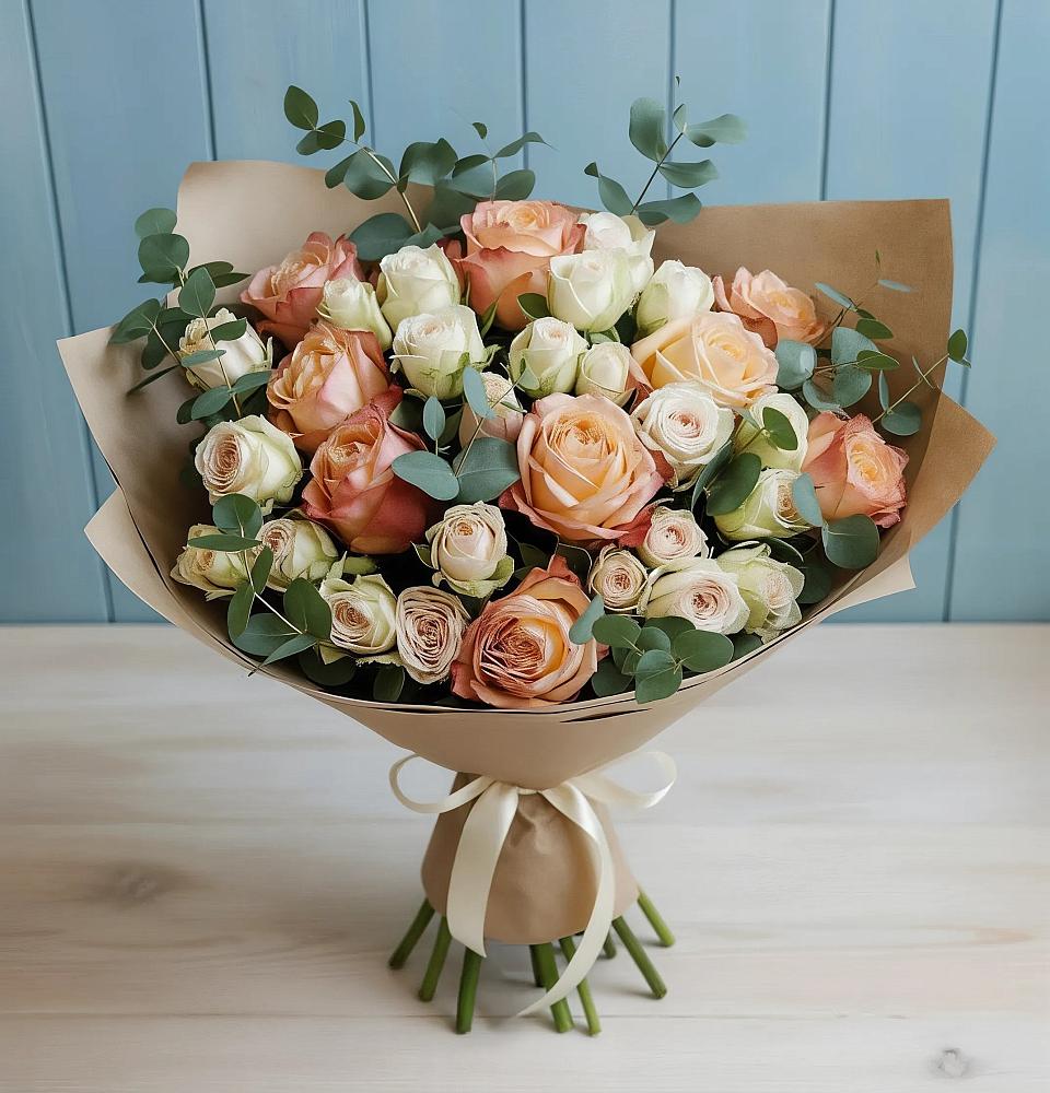 Букет цветов из: Альстромерии и Розы в Дегтярске