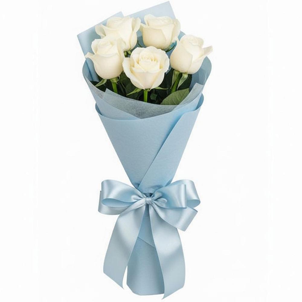 Букет 5 Белых роз Проуд в Дегтярске