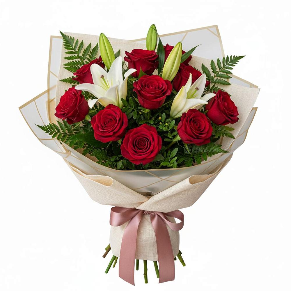 Букет цветов из: Лилии и Розы в Дегтярске