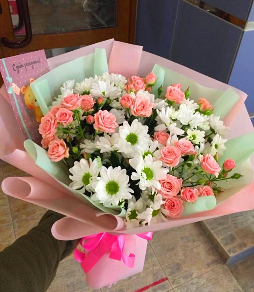 Букет цветов из: Розы и Хризантемы в Дегтярске