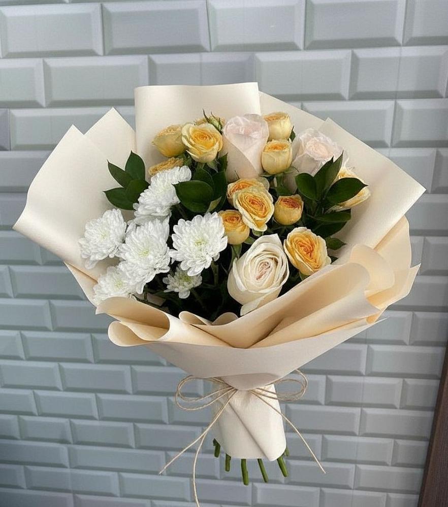 Букет цветов из: Розы и Хризантемы в Дегтярске