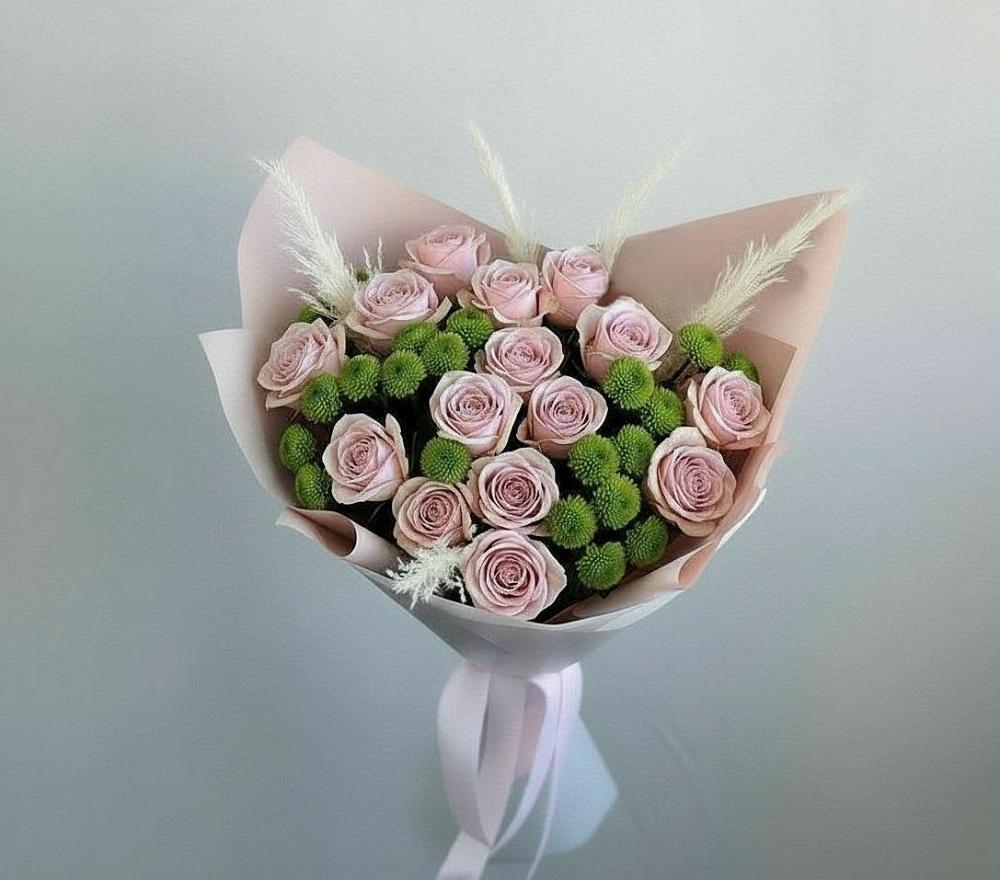 Букет цветов из: Розы и Хризантемы в Дегтярске