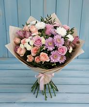 Букет цветов из:  Хризантемы, Розы и Альстромерии #REPLACE_PRED# Дегтярске