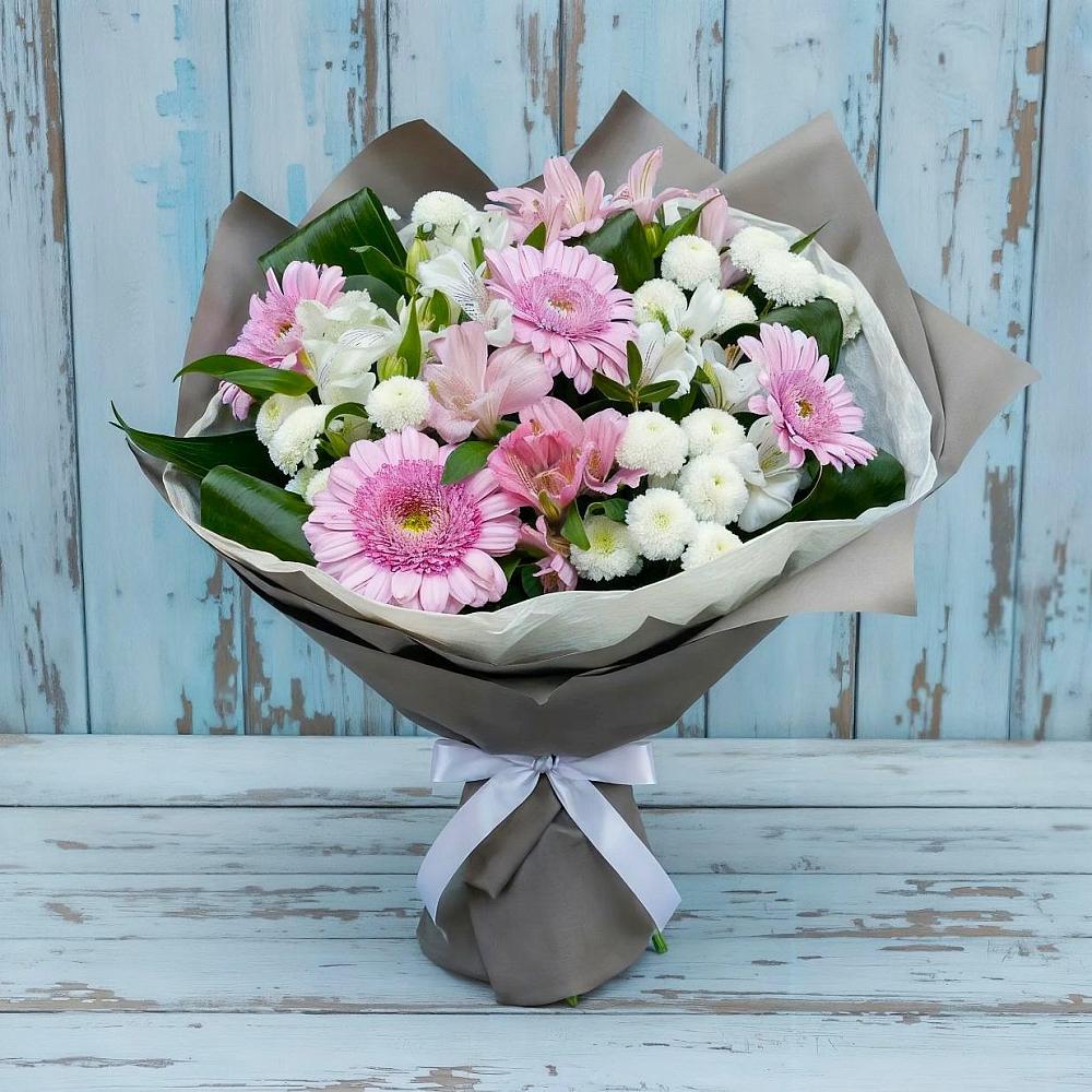 Букет цветов из: Герберы, Альстромерии и Хризантемы в Дегтярске