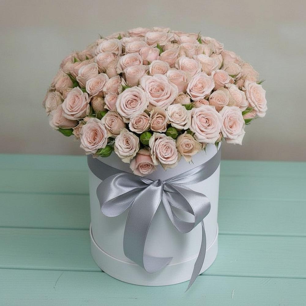 Цветочная композиция из Розы в шляпной коробке в Дегтярске